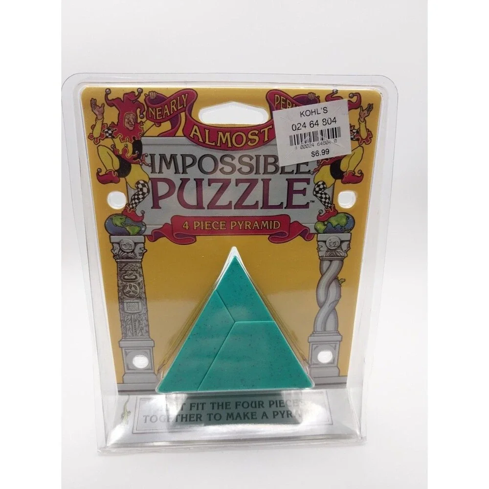 New Vintage 1997 Nearly Almost Perhaps Impossible Puzzle-4 Piece Jigsaw Pyramid